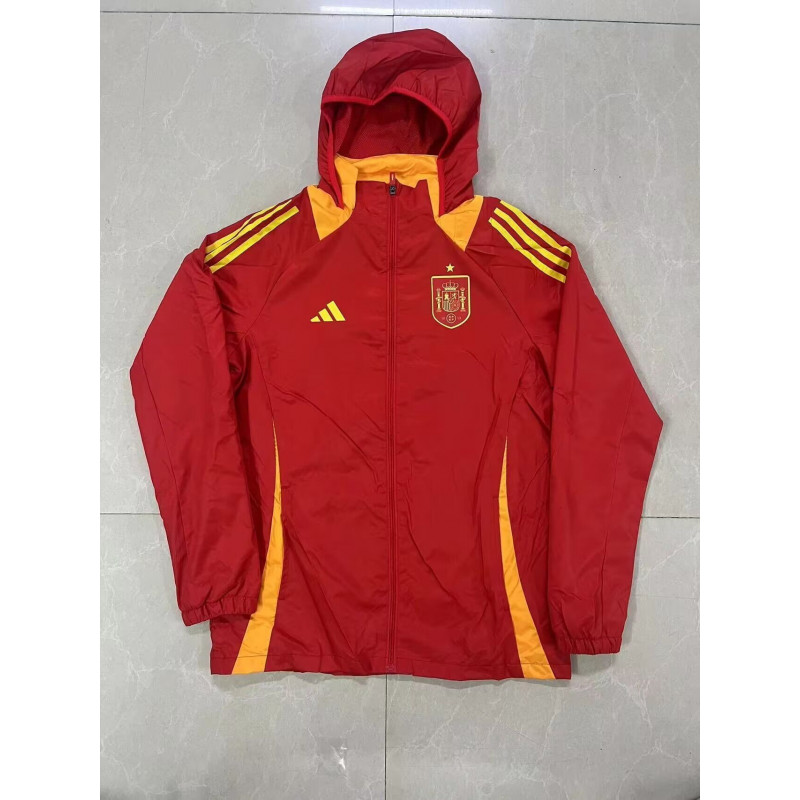 España Cortavientos Con Capucha Rojo