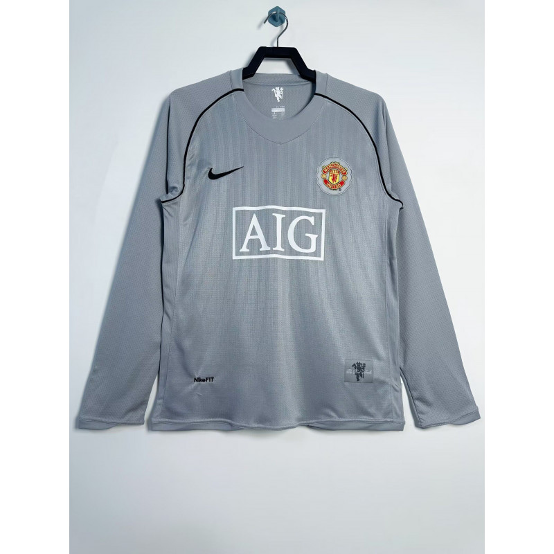 Manchester United Retro Manga Larga Portero Gris 07-08