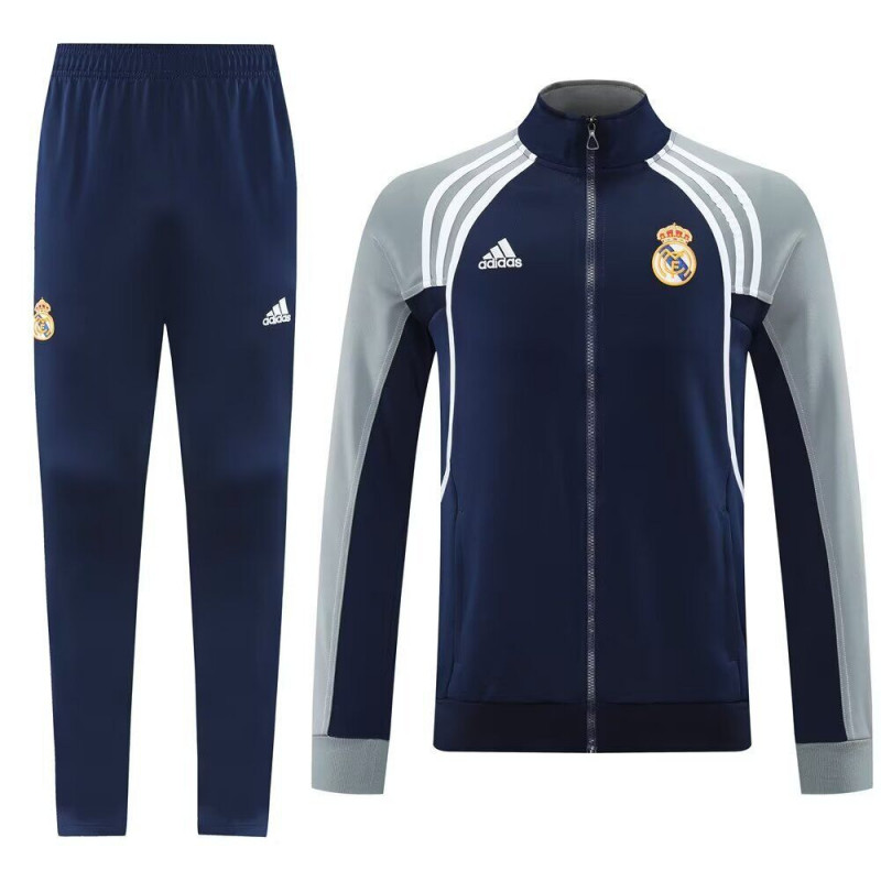 Real Madrid Chandal Retro Azul Oscuro Gris