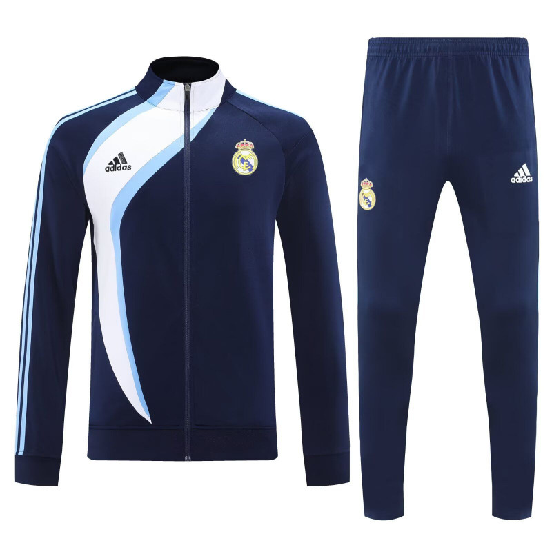 Real Madrid Chandal Retro Azul Oscuro Blanco