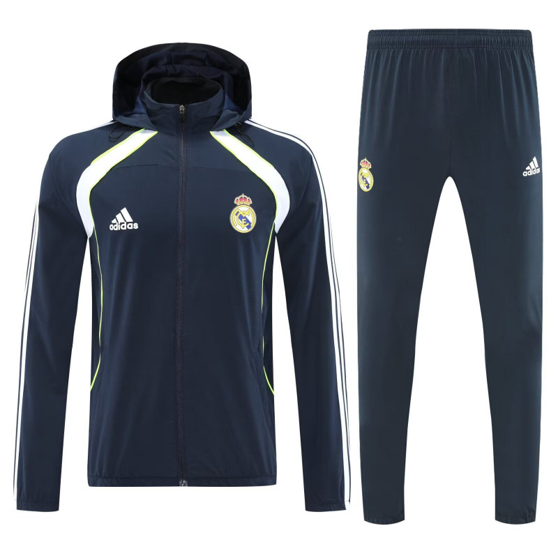 Real Madrid Chandal Cortavientos Azul Oscuro Con Capucha