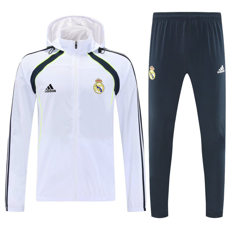 Real Madrid Chandal Cortavientos Blanco Con Capucha