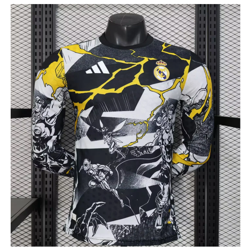 Real Madrid x Marvel Manga Larga Player Version Negra
