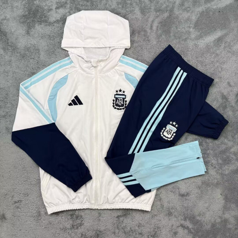 Argentina Chandal Cortavientos Con Capucha Blanco 2026
